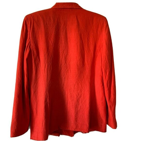 Josephine Chaus Jacket Red Silk Linen Blend Blazer for Women Size 10 - Picture 5 of 6